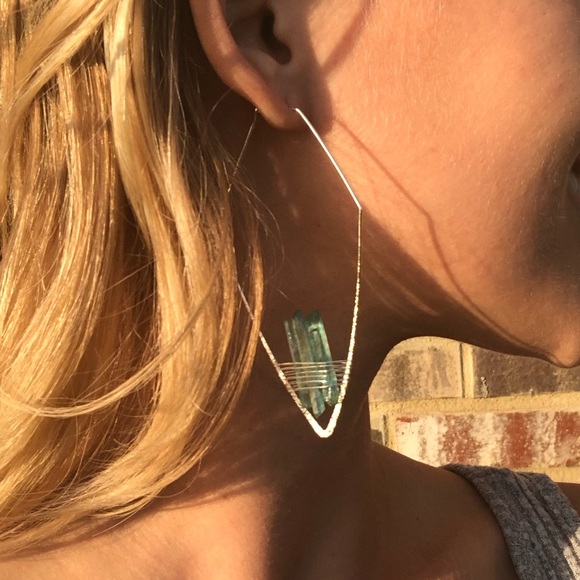 Geo Crystal Threader Hoops! - Picture 5 of 5